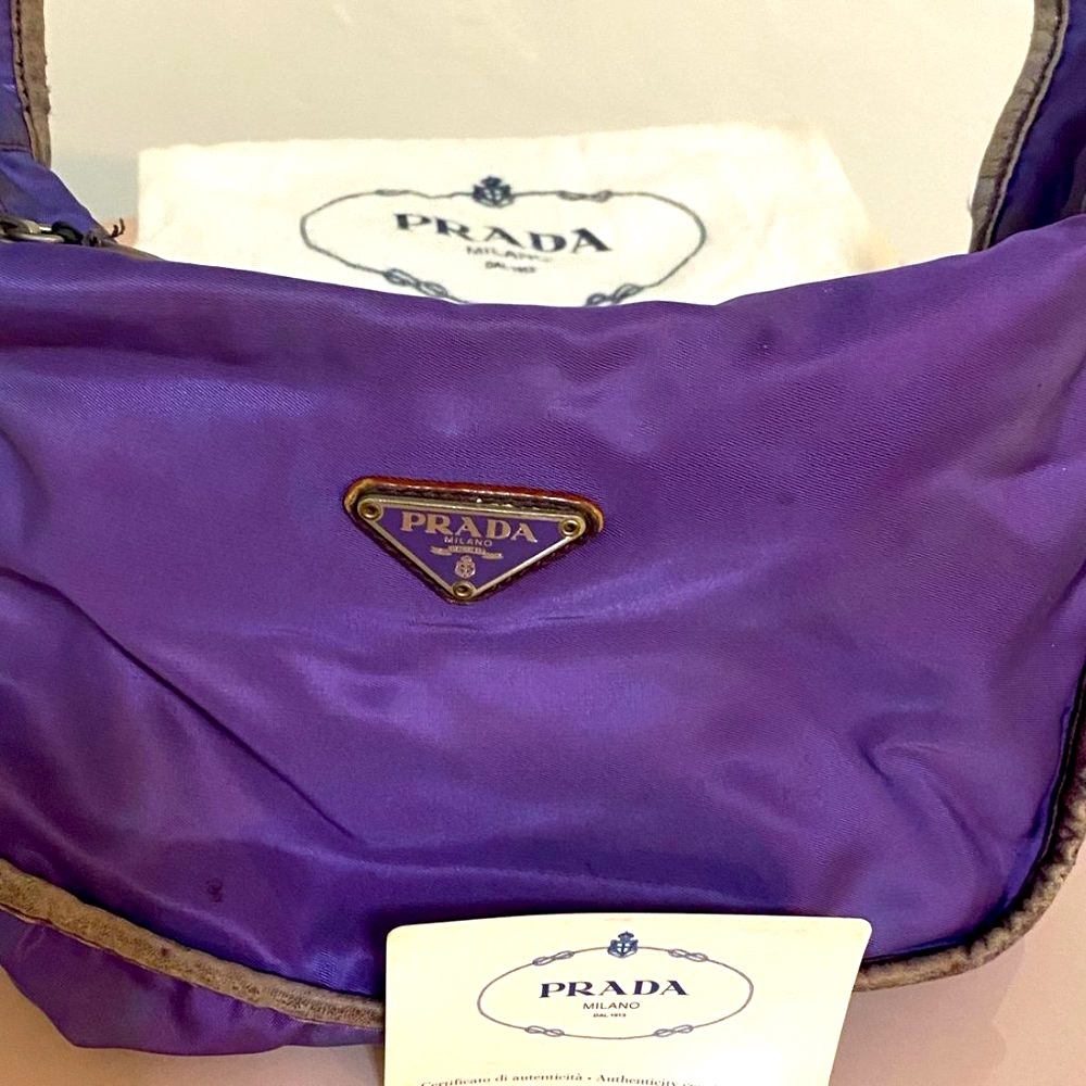 Vintage & Rare Purple Prada Tessuto Egg Fabric Bag - Picture 2 of 16